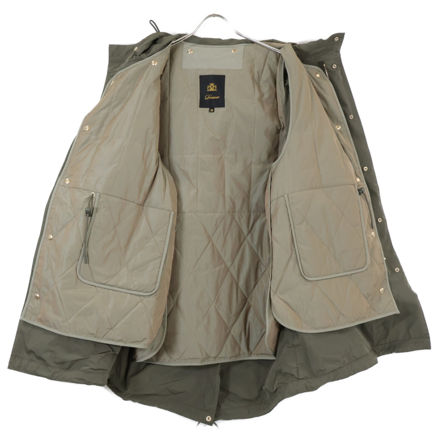 DRAWER ドゥロワー 【美品】6525-299-0784 キルティングライナー付 フォックスファーポケット モッズ コート 38