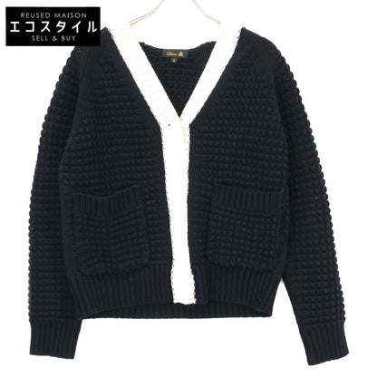 DRAWER ドゥロワー 6515-106-0308 ﾌﾞﾗｯｸ×ﾎﾜｲﾄ ｺｯﾄﾝ ﾛｺﾞﾎﾞﾀﾝ ﾊﾞｲｶﾗｰﾛｰｹﾞｰｼﾞｶｰﾃﾞｨｶﾞﾝ トップス 2