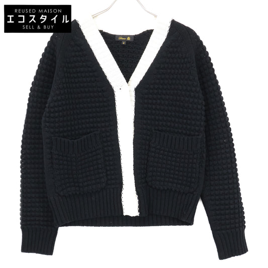 DRAWER ドゥロワー 6515-106-0308 ﾌﾞﾗｯｸ×ﾎﾜｲﾄ ｺｯﾄﾝ ﾛｺﾞﾎﾞﾀﾝ ﾊﾞｲｶﾗｰﾛｰｹﾞｰｼﾞｶｰﾃﾞｨｶﾞﾝ トップス 2