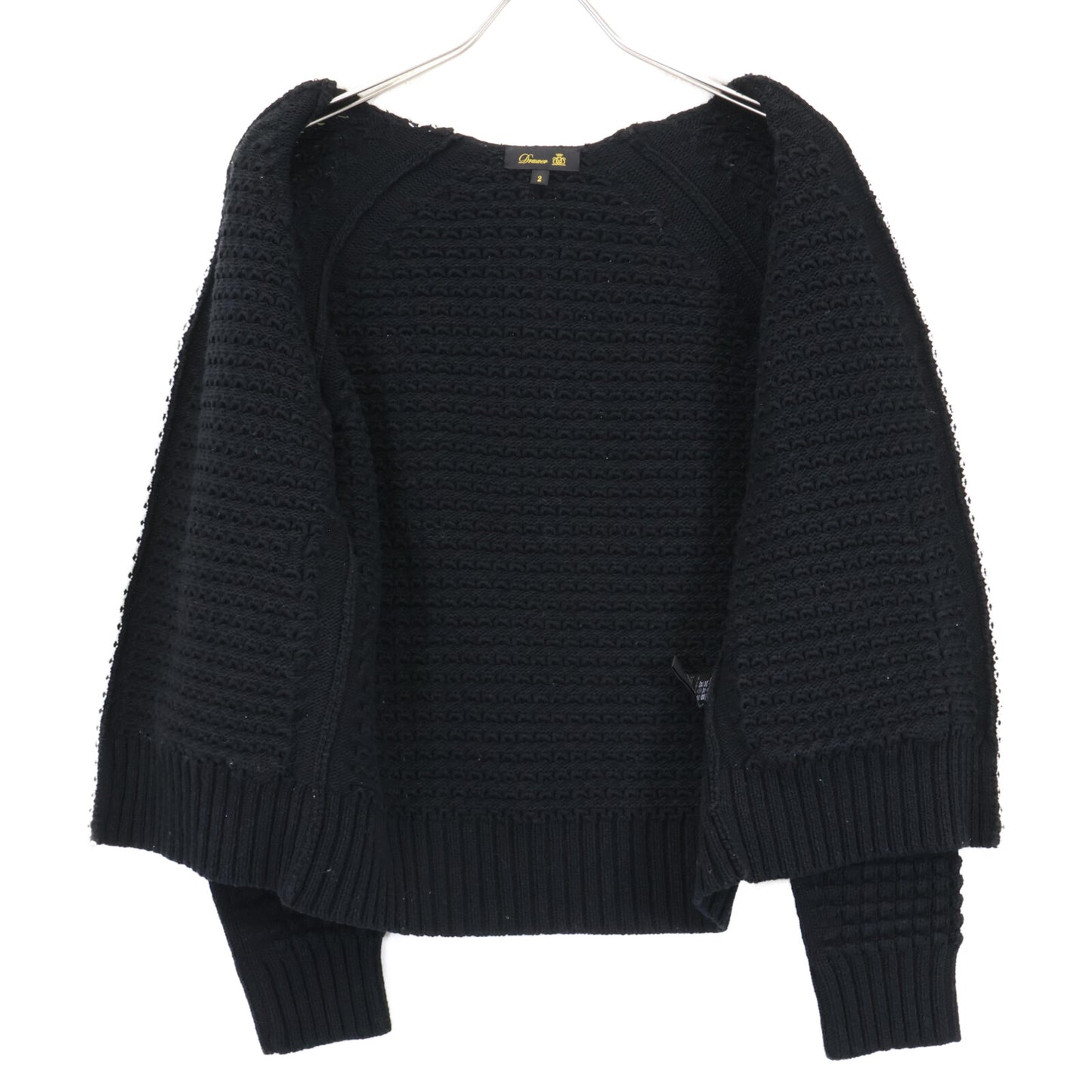 DRAWER ドゥロワー 6515-106-0308 ﾌﾞﾗｯｸ×ﾎﾜｲﾄ ｺｯﾄﾝ ﾛｺﾞﾎﾞﾀﾝ ﾊﾞｲｶﾗｰﾛｰｹﾞｰｼﾞｶｰﾃﾞｨｶﾞﾝ トップス 2