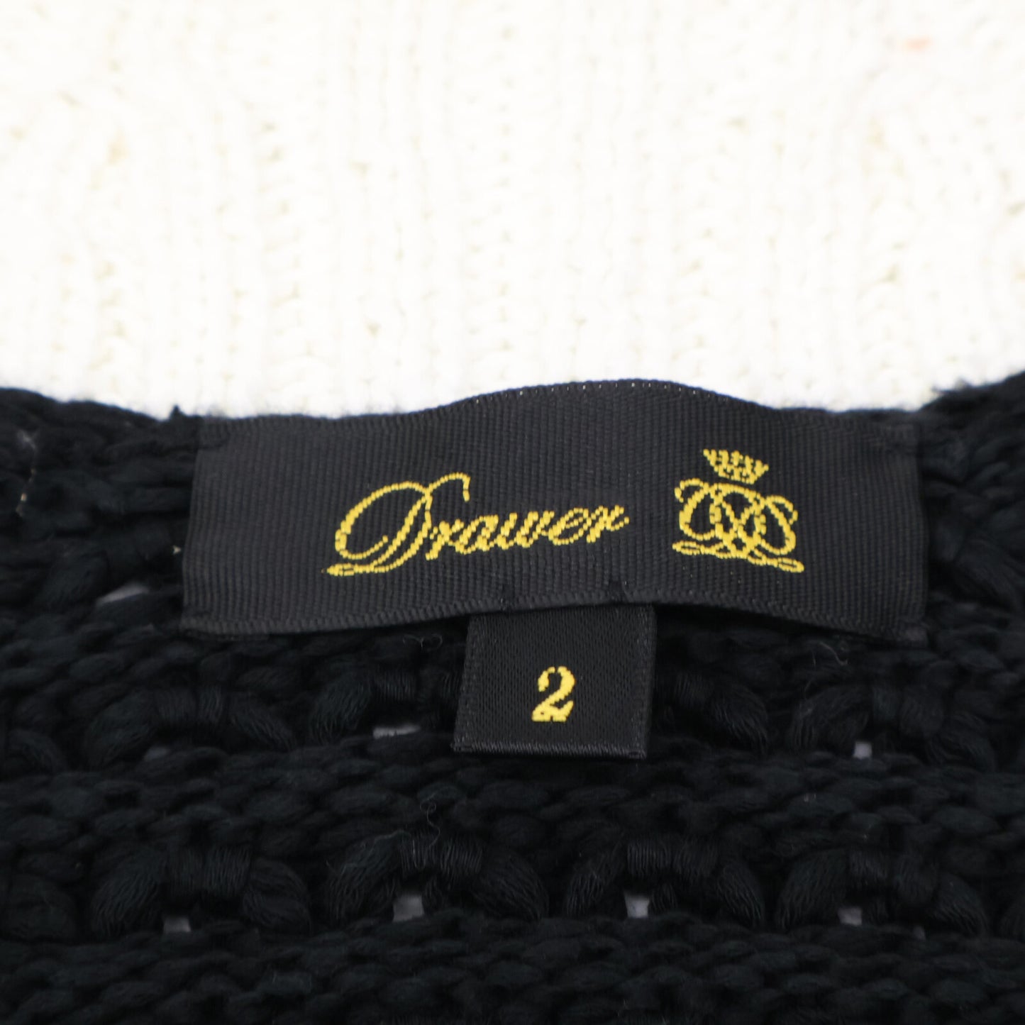 DRAWER ドゥロワー 6515-106-0308 ﾌﾞﾗｯｸ×ﾎﾜｲﾄ ｺｯﾄﾝ ﾛｺﾞﾎﾞﾀﾝ ﾊﾞｲｶﾗｰﾛｰｹﾞｰｼﾞｶｰﾃﾞｨｶﾞﾝ トップス 2