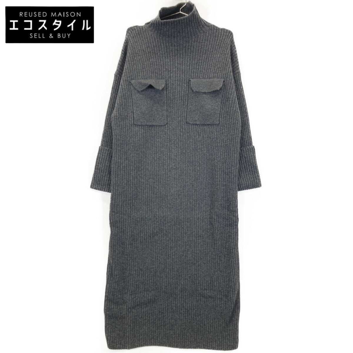 SACRA サクラ 124634041 ﾁｬｺｰﾙｸﾞﾚｰ ｴｸｽﾄﾗﾌｧｲﾝ ﾗﾑｳｰﾙﾘﾌﾞﾜﾝﾋﾟｰｽ ワンピース 38