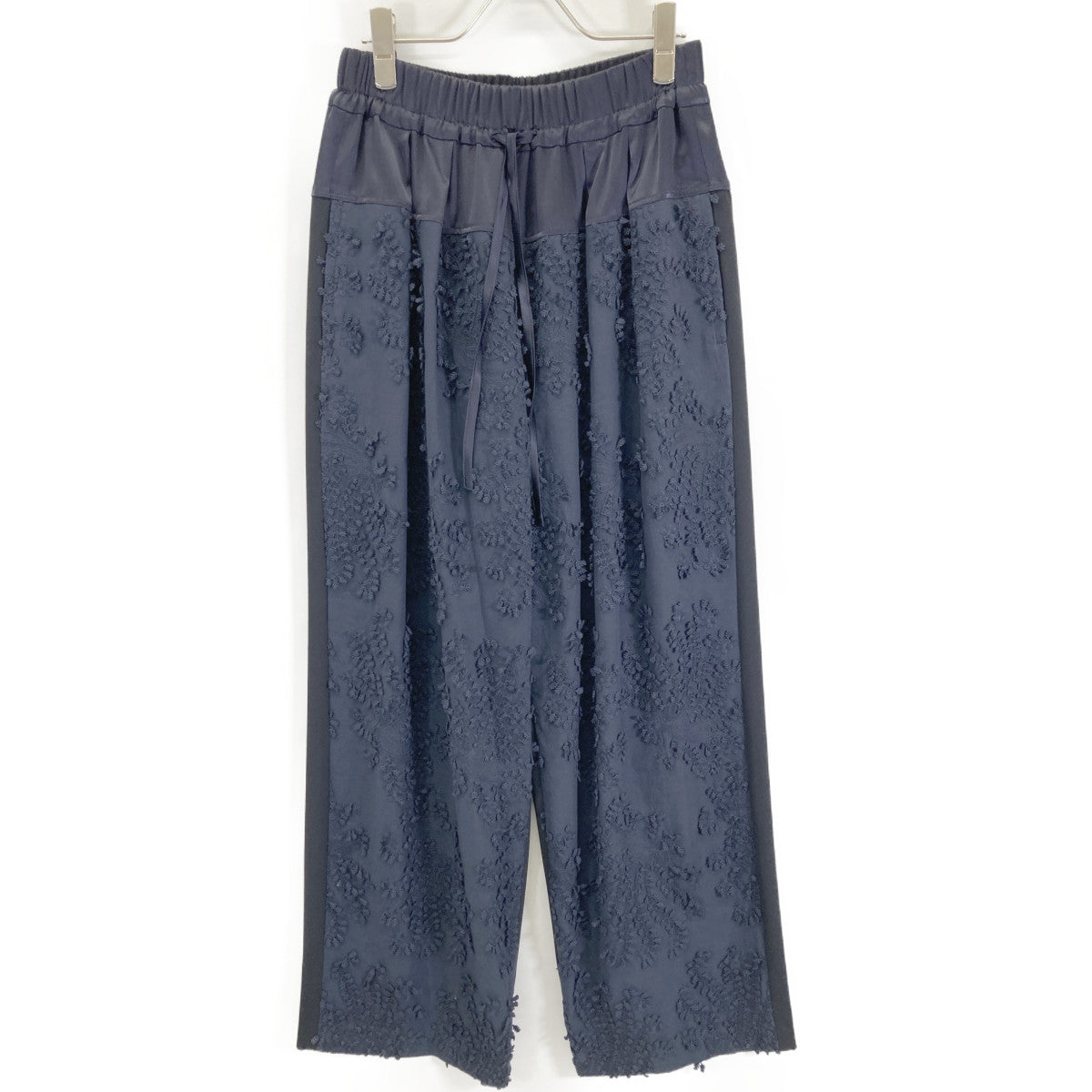 CEaRET シーレット 251004 ﾈｲﾋﾞｰ ﾌﾗﾜｰﾃﾞｻﾞｲﾝ ﾚｰｽﾀｯｸｷﾞｬｻﾞｰﾊﾟﾝﾂ ボトムス 2