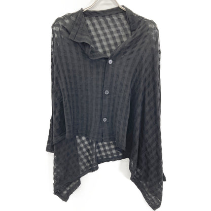 Yohji Yamamoto ヨウジヤマモト FP-T18-075 ﾌﾞﾗｯｸ SHEER PLAID JACQUARD FLARE CARDIGAN ｼｱｰﾁｪｯｸ変形ｶｰﾃﾞｨｶﾞﾝ トップス 2