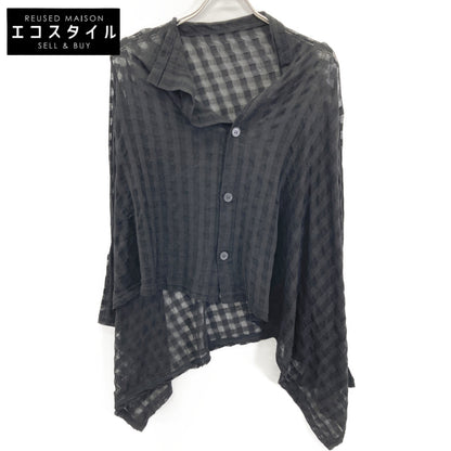 Yohji Yamamoto ヨウジヤマモト FP-T18-075 ﾌﾞﾗｯｸ SHEER PLAID JACQUARD FLARE CARDIGAN ｼｱｰﾁｪｯｸ変形ｶｰﾃﾞｨｶﾞﾝ トップス 2