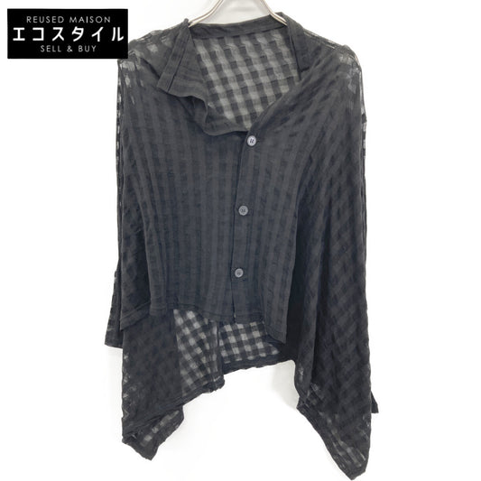 Yohji Yamamoto ヨウジヤマモト FP-T18-075 ﾌﾞﾗｯｸ SHEER PLAID JACQUARD FLARE CARDIGAN ｼｱｰﾁｪｯｸ変形ｶｰﾃﾞｨｶﾞﾝ トップス 2