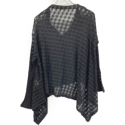 Yohji Yamamoto ヨウジヤマモト FP-T18-075 ﾌﾞﾗｯｸ SHEER PLAID JACQUARD FLARE CARDIGAN ｼｱｰﾁｪｯｸ変形ｶｰﾃﾞｨｶﾞﾝ トップス 2