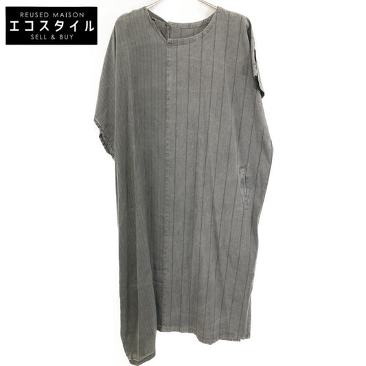 Y's ワイズ YT-D04-027 ｸﾞﾚｰ WASHER STRIPE ASYMMETRIC FRENCH DRESS ﾄﾞｯｷﾝｸﾞｽﾄﾗｲﾌﾟﾜﾝﾋﾟｰｽ ワンピース 2