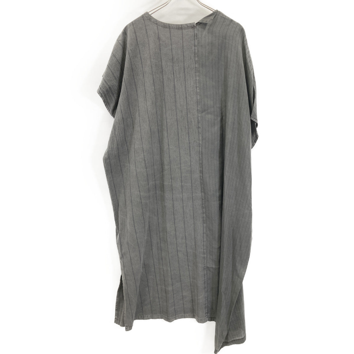 Y's ワイズ YT-D04-027 ｸﾞﾚｰ WASHER STRIPE ASYMMETRIC FRENCH DRESS ﾄﾞｯｷﾝｸﾞｽﾄﾗｲﾌﾟﾜﾝﾋﾟｰｽ ワンピース 2