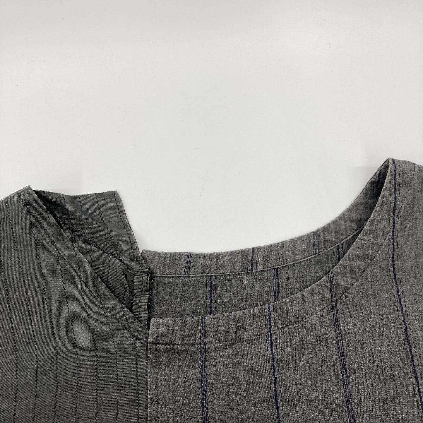 Y's ワイズ YT-D04-027 ｸﾞﾚｰ WASHER STRIPE ASYMMETRIC FRENCH DRESS ﾄﾞｯｷﾝｸﾞｽﾄﾗｲﾌﾟﾜﾝﾋﾟｰｽ ワンピース 2