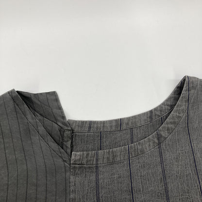 Y's ワイズ YT-D04-027 ｸﾞﾚｰ WASHER STRIPE ASYMMETRIC FRENCH DRESS ﾄﾞｯｷﾝｸﾞｽﾄﾗｲﾌﾟﾜﾝﾋﾟｰｽ ワンピース 2