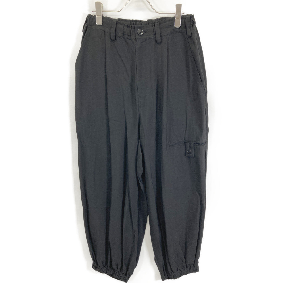 Y's ワイズ YS-P22-205 24SS ﾌﾞﾗｯｸ RAYON CUPRO ELEASTIC BAND HEM PANTS ｴﾗｽﾃｨｯｸ ﾊﾞﾝﾄﾞﾍﾑﾊﾟﾝﾂ ボトムス 1