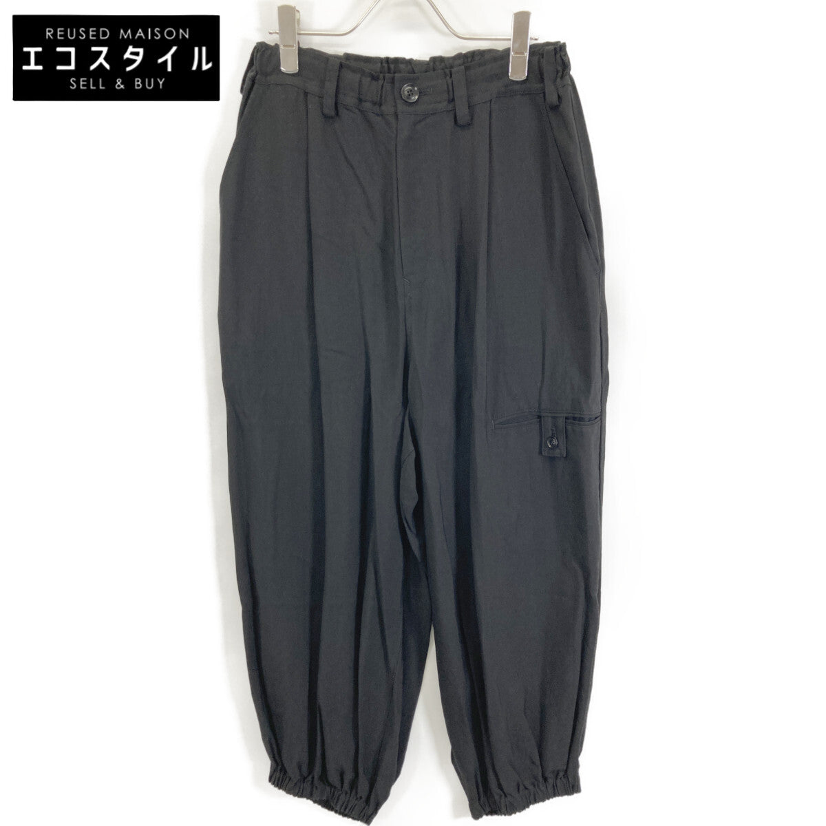 Y's ワイズ YS-P22-205 24SS ﾌﾞﾗｯｸ RAYON CUPRO ELEASTIC BAND HEM PANTS ｴﾗｽﾃｨｯｸ ﾊﾞﾝﾄﾞﾍﾑﾊﾟﾝﾂ ボトムス 1