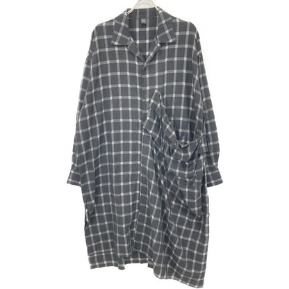 Y's ワイズ YD-D25-021 ﾌﾞﾗｯｸ COTTON CUPRO PLAID SHIRT DRESS ﾁｪｯｸｼｬﾂﾜﾝﾋﾟｰｽ ワンピース 1