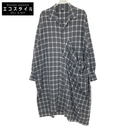 Y's ワイズ YD-D25-021 ﾌﾞﾗｯｸ COTTON CUPRO PLAID SHIRT DRESS ﾁｪｯｸｼｬﾂﾜﾝﾋﾟｰｽ ワンピース 1