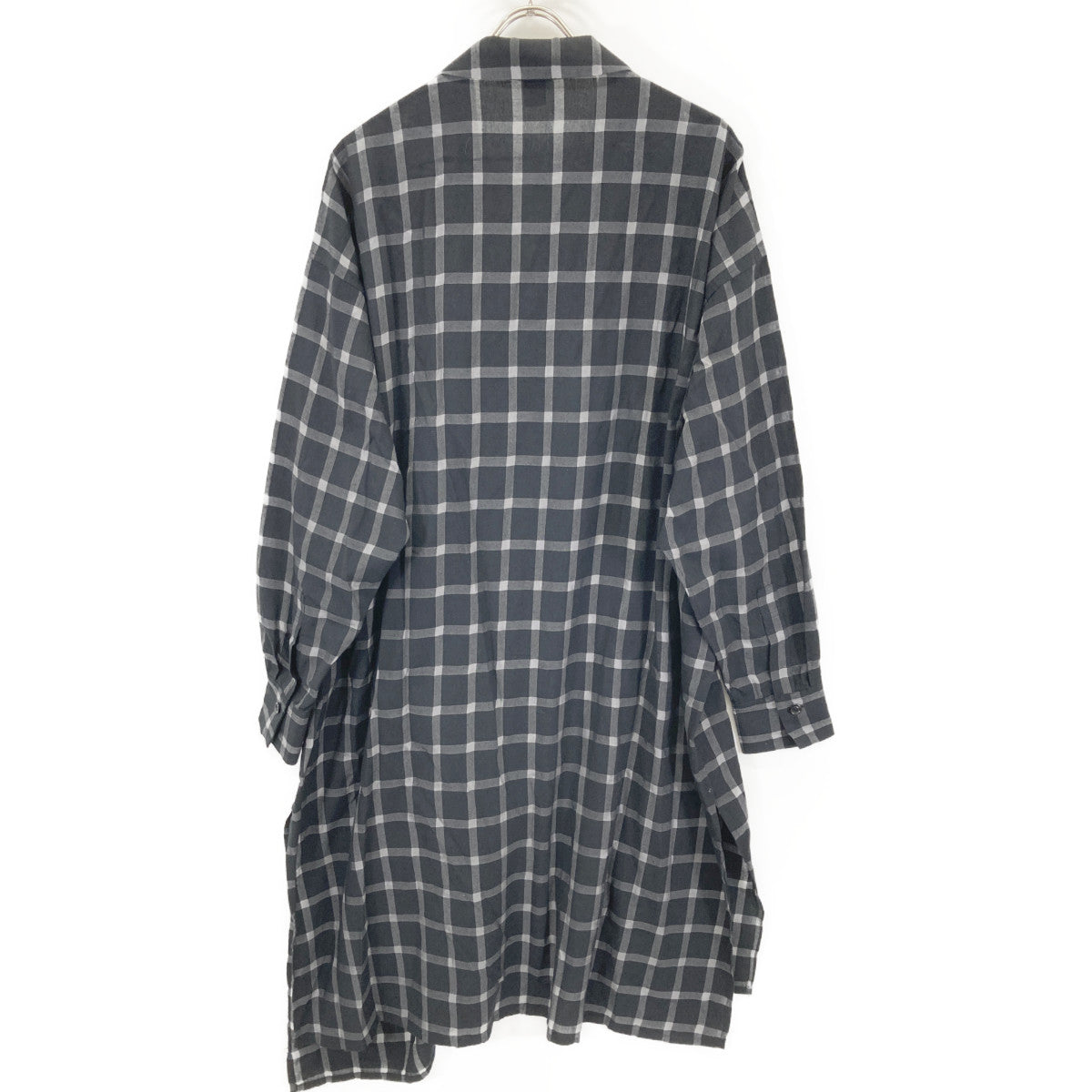 Y's ワイズ YD-D25-021 ﾌﾞﾗｯｸ COTTON CUPRO PLAID SHIRT DRESS ﾁｪｯｸｼｬﾂﾜﾝﾋﾟｰｽ ワンピース 1