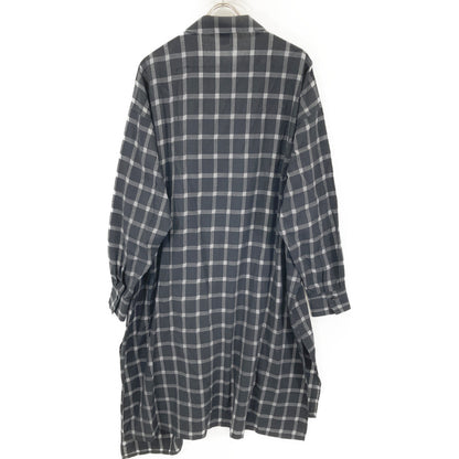 Y's ワイズ YD-D25-021 ﾌﾞﾗｯｸ COTTON CUPRO PLAID SHIRT DRESS ﾁｪｯｸｼｬﾂﾜﾝﾋﾟｰｽ ワンピース 1