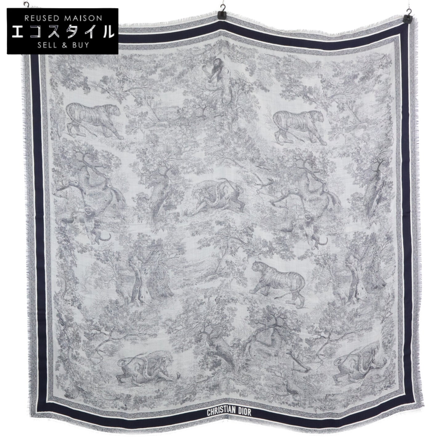 DIOR ディオール 【美品/国内正規】14JOU140I142 Toile de Jouy トワル ドゥ ジュイ ウール・シルク・コットン ストール