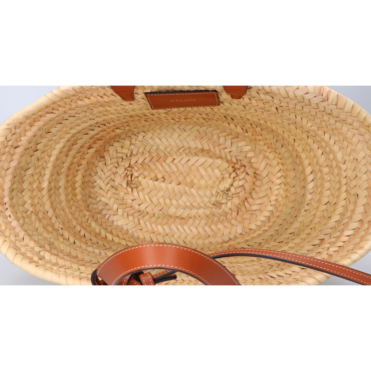 CELINE セリーヌ 美品 113832CGG.04LU ティーン クラシック パニエ ラフィアxカーフ トリオンフ ハンドバッグ
