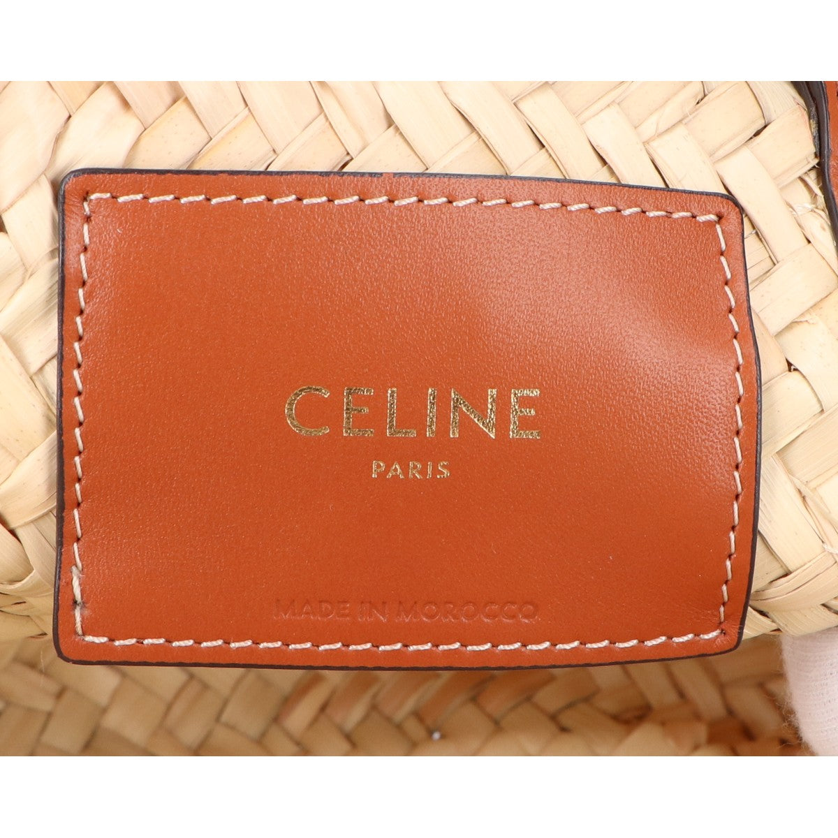 CELINE セリーヌ 美品 113832CGG.04LU ティーン クラシック パニエ ラフィアxカーフ トリオンフ ハンドバッグ