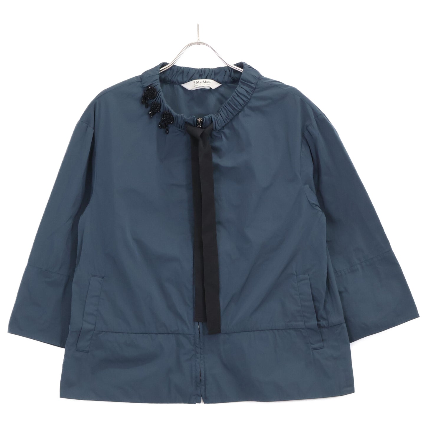 S MaxMara エスマックスマーラ 【Timeless】ナイロン ビジュボウタイブルゾン ジャケット 40