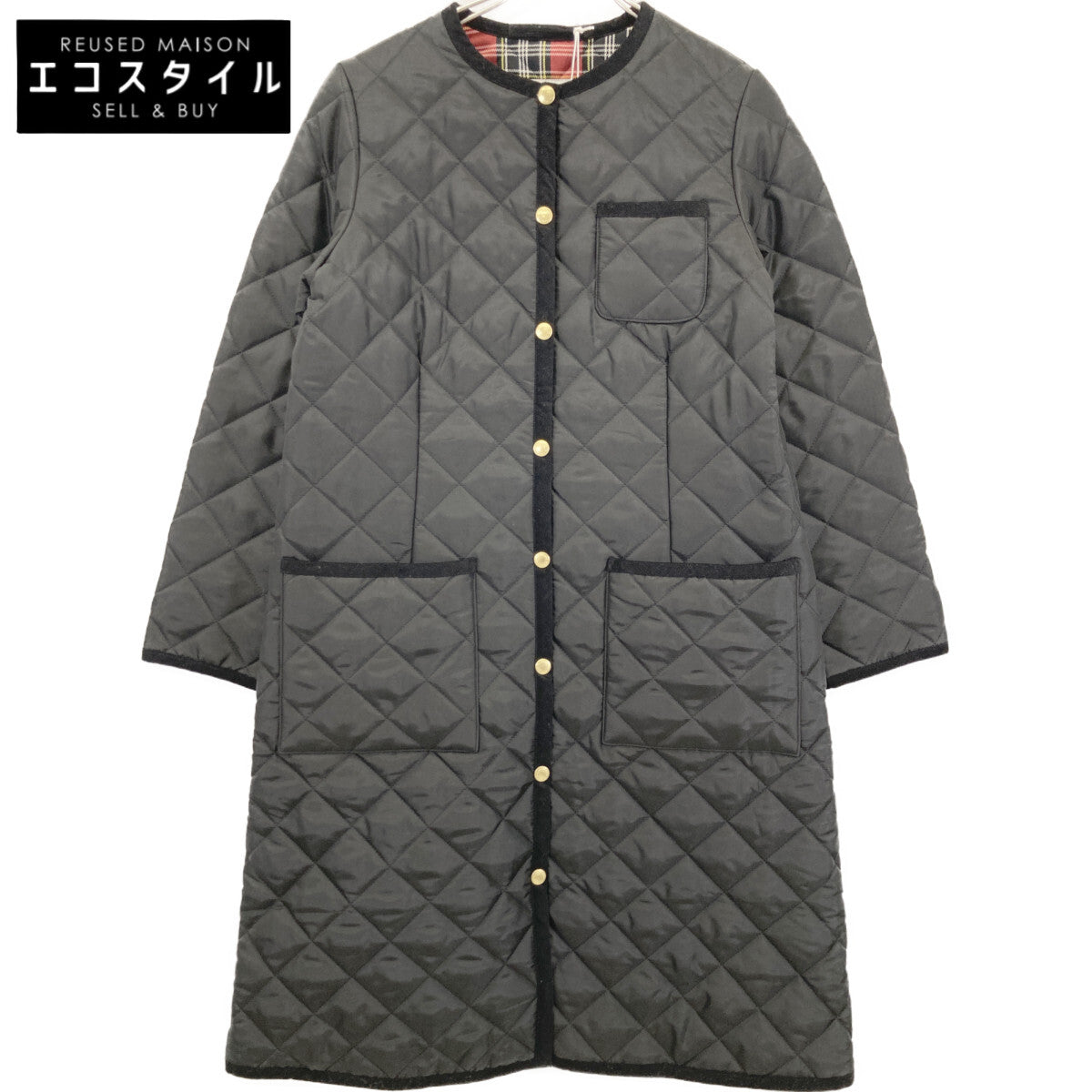 TRADITIONAL WEATHERWEAR トラディショナルウェザーウェア 【NOLLEY'S別注】ﾌﾞﾗｯｸ ARKLEY LONG ｷﾙﾃｨﾝｸﾞﾛﾝｸﾞｺｰﾄ ジャケット 34