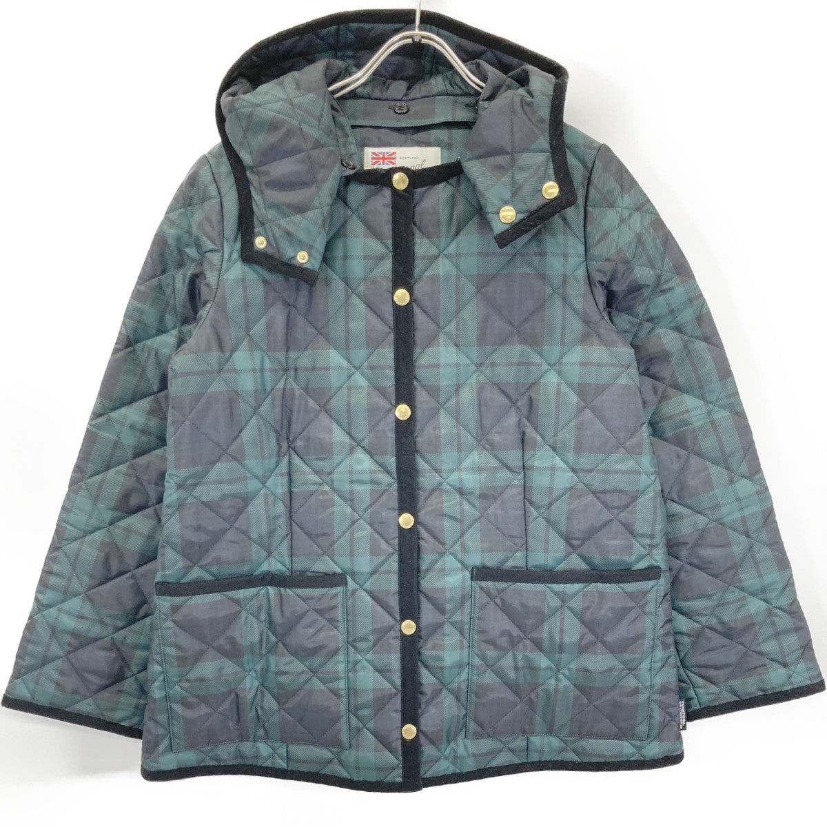 TRADITIONAL WEATHERWEAR トラディショナルウェザーウェア 【SLOBE IENA別注】ﾌﾞﾗｯｸ×ｸﾞﾘｰﾝ ARKLEY W/HOOD ｺｰﾄ ジャケット 38