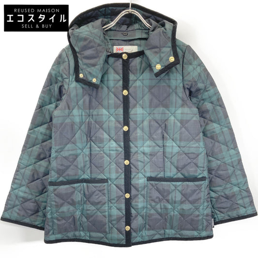 TRADITIONAL WEATHERWEAR トラディショナルウェザーウェア 【SLOBE IENA別注】ﾌﾞﾗｯｸ×ｸﾞﾘｰﾝ ARKLEY W/HOOD ｺｰﾄ ジャケット 38