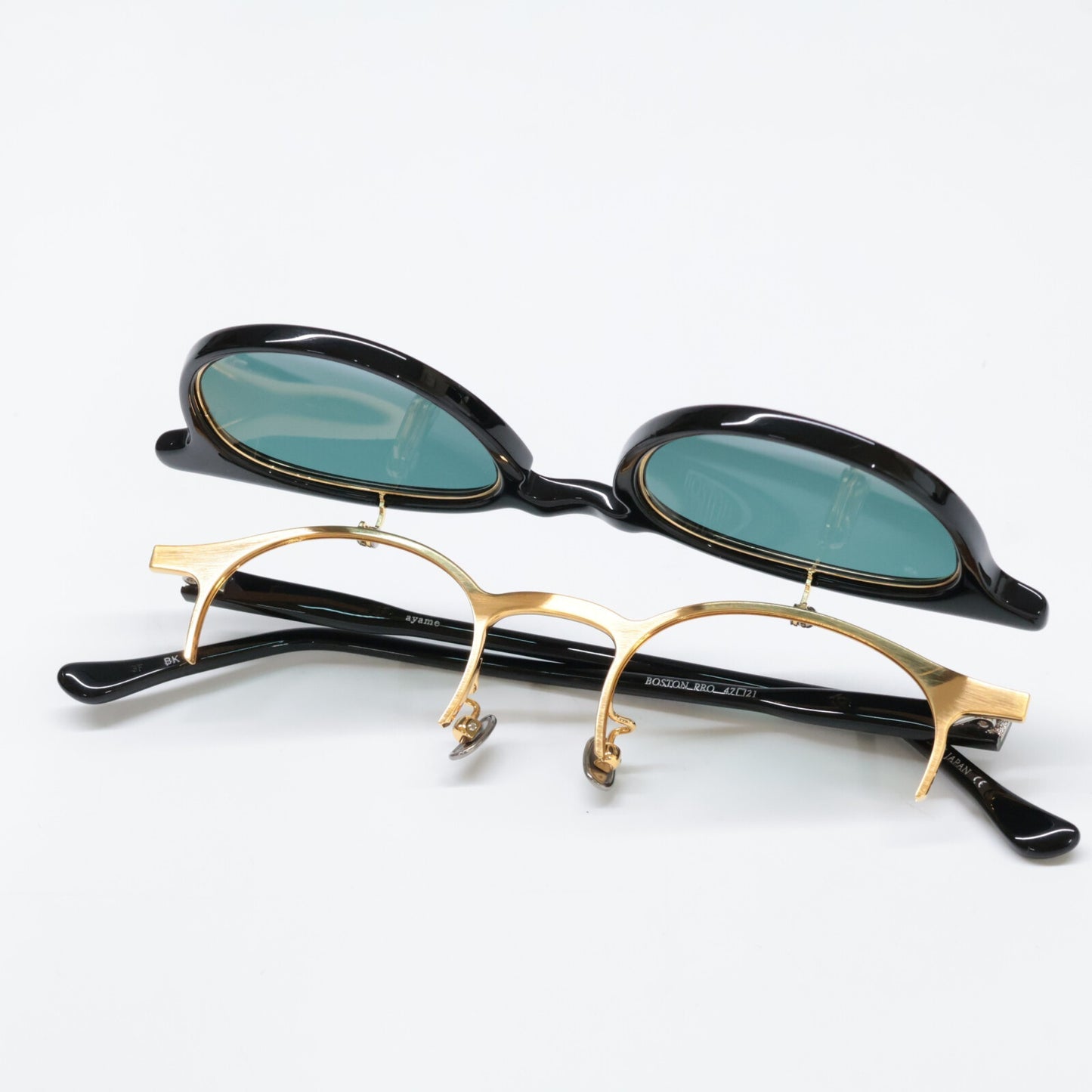 ayame アヤメ 【美品】BOSTON PRO BK ボストンプロ 跳ね上げ式 ボストンシェイプ サングラス 47□21