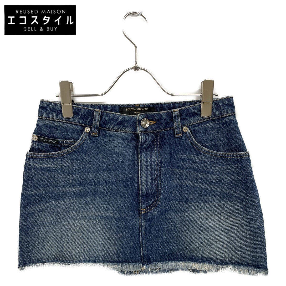 DOLCE&GABBANA ドルチェアンドガッバーナ ブルー コットン デニム ミニスカート スカート 40