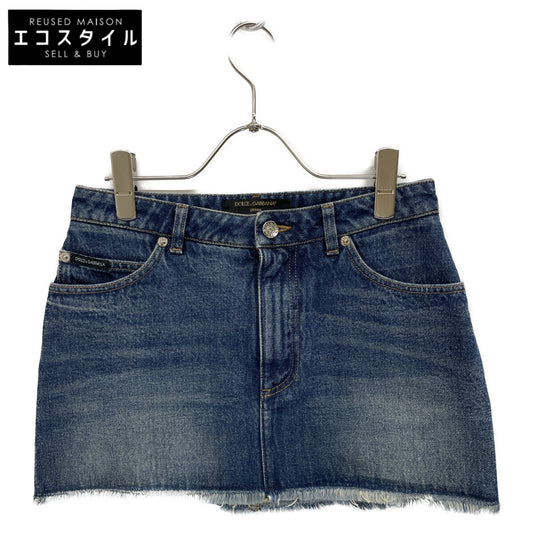 DOLCE&GABBANA ドルチェアンドガッバーナ ブルー コットン デニム ミニスカート スカート 40