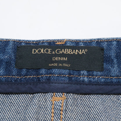 DOLCE&GABBANA ドルチェアンドガッバーナ ブルー コットン デニム ミニスカート スカート 40