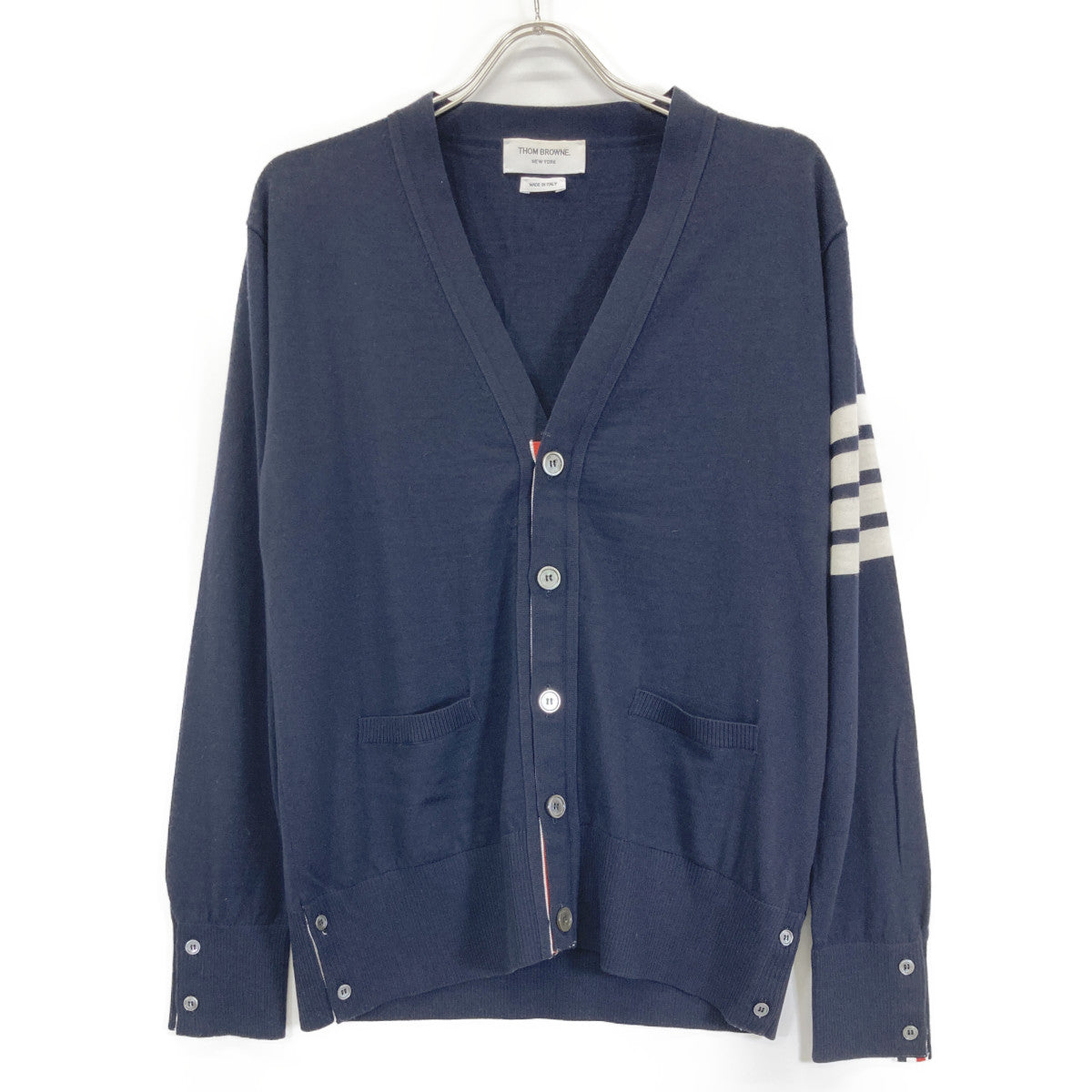 THOM BROWNE トムブラウン 【美品】MKC002A-00014415 ファインメリノウール 4BAR クラシック Vネック カーディガン/ トップス 3