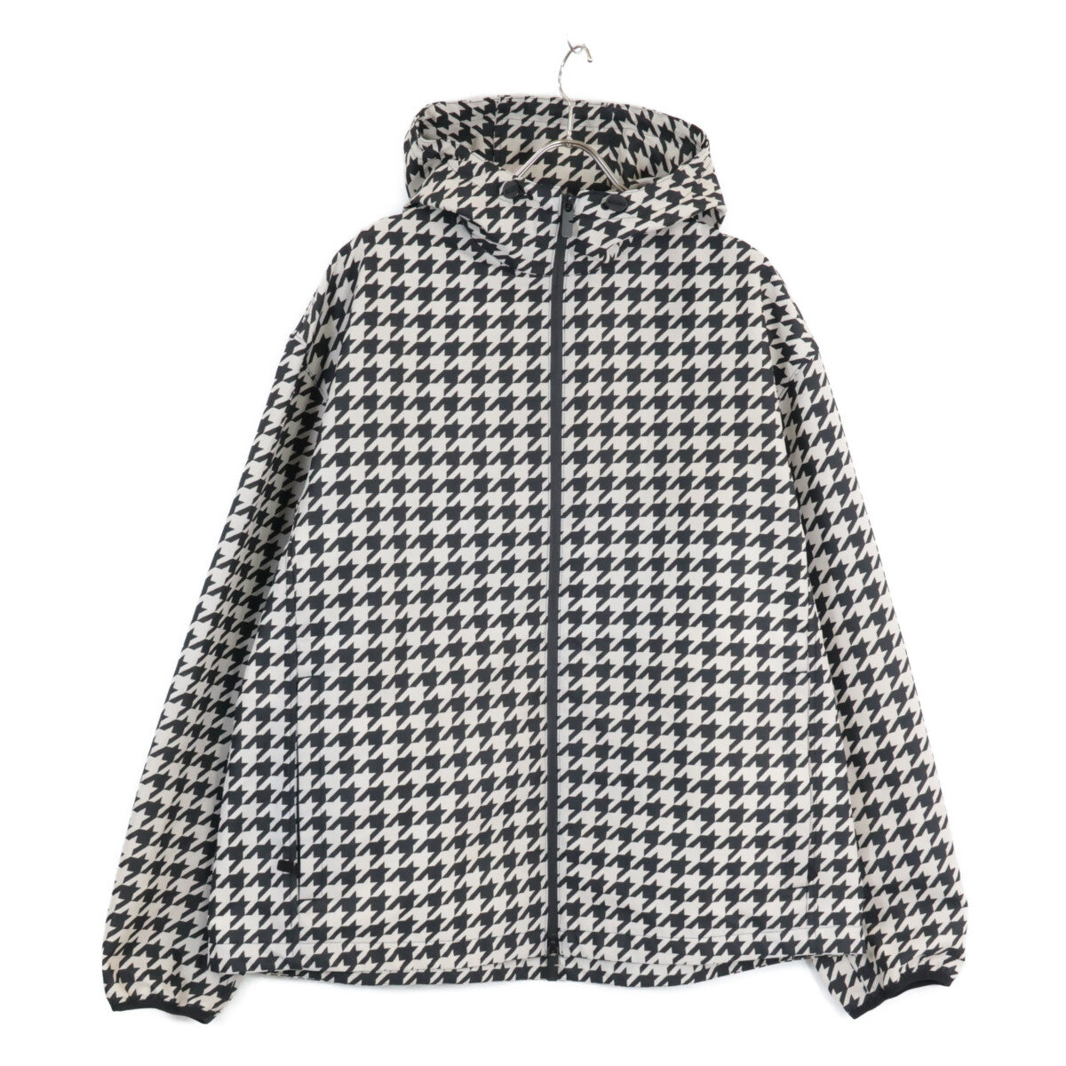 BURBERRY バーバリー 美品 8081894 ハウンドトゥース バックロゴ ナイロンジップフーディジャケット ジャケット M