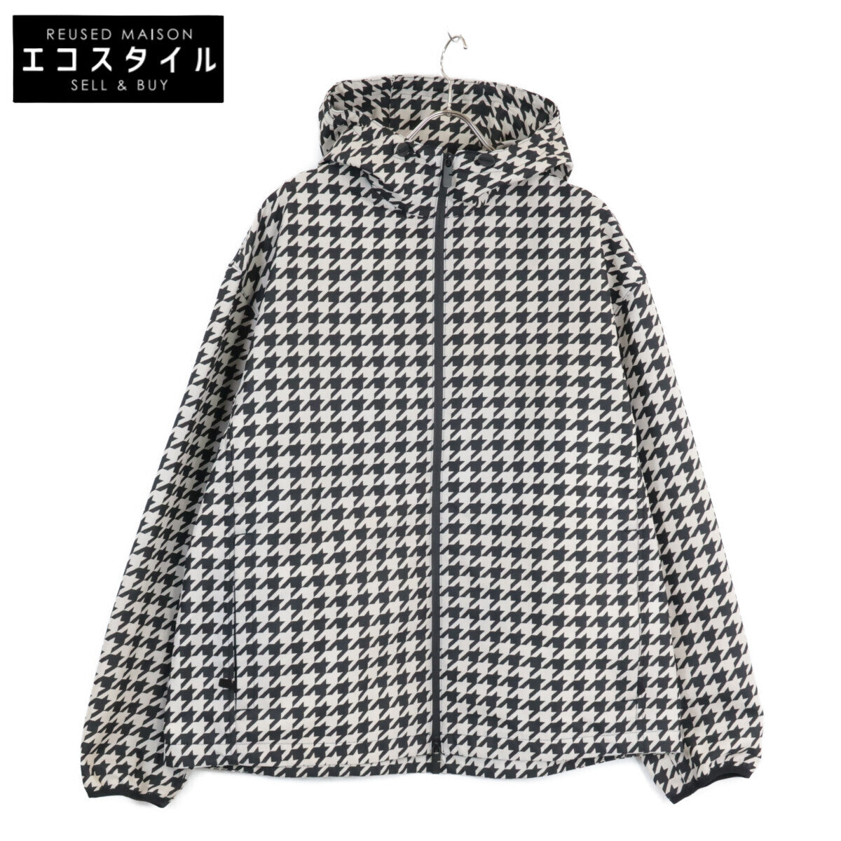 BURBERRY バーバリー 美品 8081894 ハウンドトゥース バックロゴ ナイロンジップフーディジャケット ジャケット M