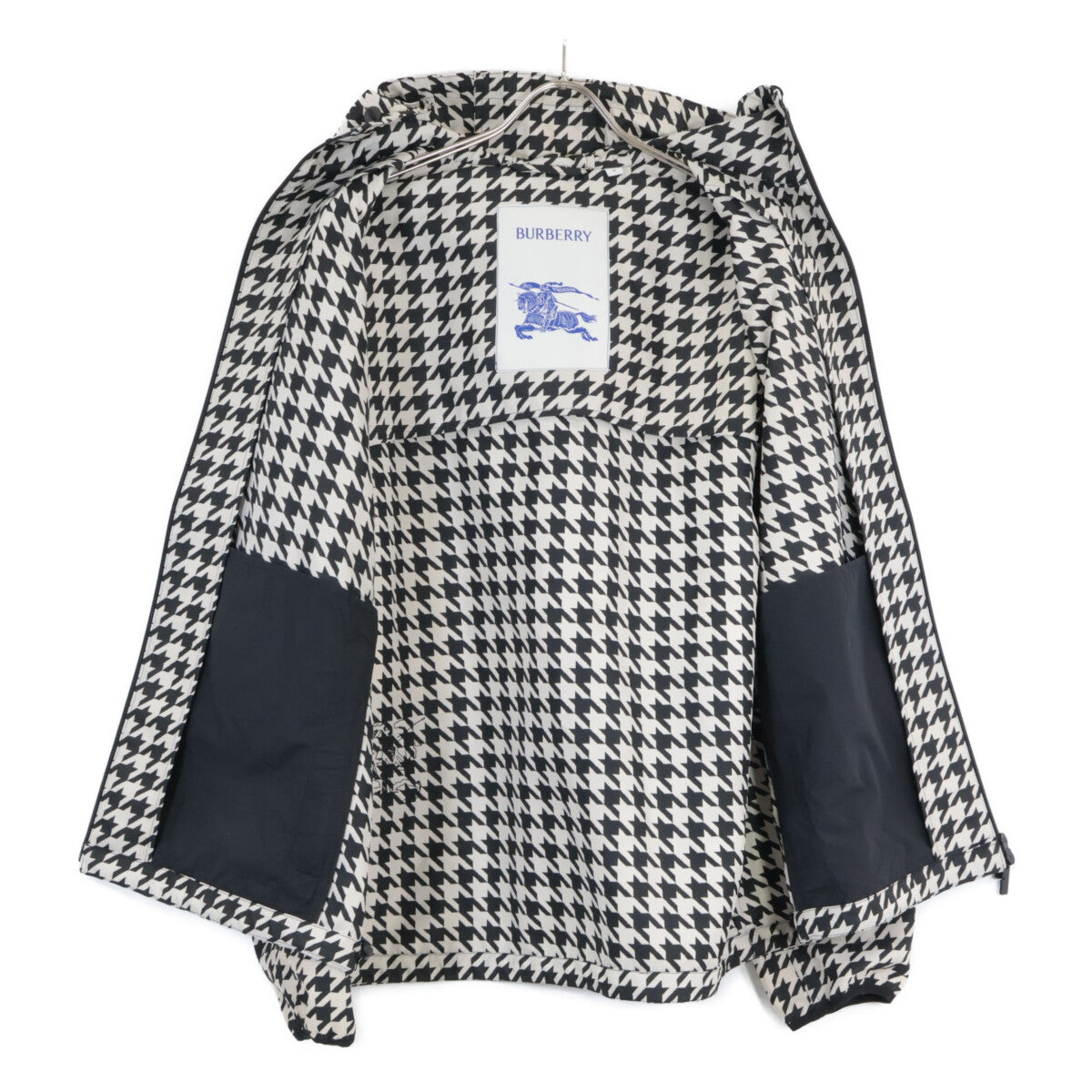 BURBERRY バーバリー 美品 8081894 ハウンドトゥース バックロゴ ナイロンジップフーディジャケット ジャケット M