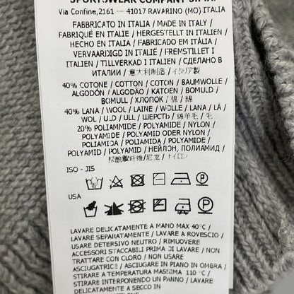 STONE ISLAND ストーンアイランド 7315550A7 ｸﾞﾚｰ ｳｰﾙ混 ｺﾝﾊﾟｽﾊﾟｯﾁ ﾄﾞﾛｰｽﾄﾘﾝｸﾞ ﾆｯﾄﾌｰﾃﾞｨﾌﾟﾙｵｰﾊﾞｰ トップス M