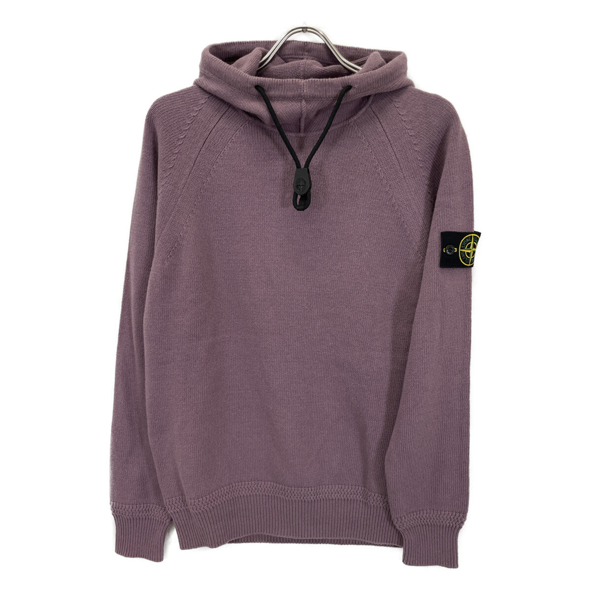 STONE ISLAND ストーンアイランド 7315550A7 ﾊﾟｰﾌﾟﾙ ｳｰﾙ混 ｺﾝﾊﾟｽﾊﾟｯﾁ ﾄﾞﾛｰｽﾄﾘﾝｸﾞ ﾆｯﾄﾌｰﾃﾞｨﾌﾟﾙｵｰﾊﾞｰ トップス M