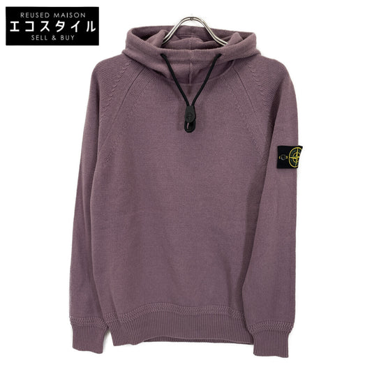 STONE ISLAND ストーンアイランド 7315550A7 ﾊﾟｰﾌﾟﾙ ｳｰﾙ混 ｺﾝﾊﾟｽﾊﾟｯﾁ ﾄﾞﾛｰｽﾄﾘﾝｸﾞ ﾆｯﾄﾌｰﾃﾞｨﾌﾟﾙｵｰﾊﾞｰ トップス M