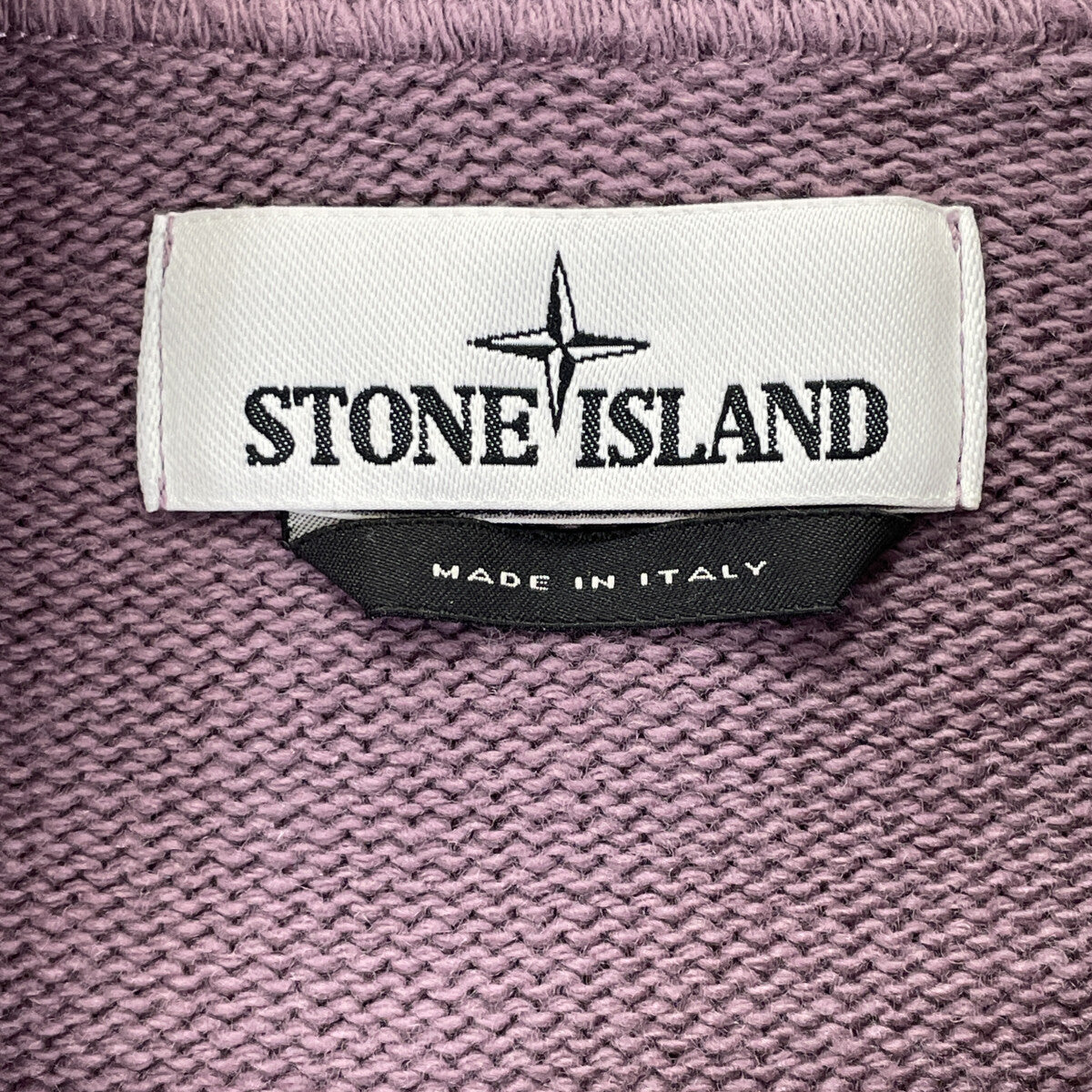 STONE ISLAND ストーンアイランド 7315550A7 ﾊﾟｰﾌﾟﾙ ｳｰﾙ混 ｺﾝﾊﾟｽﾊﾟｯﾁ ﾄﾞﾛｰｽﾄﾘﾝｸﾞ ﾆｯﾄﾌｰﾃﾞｨﾌﾟﾙｵｰﾊﾞｰ トップス M