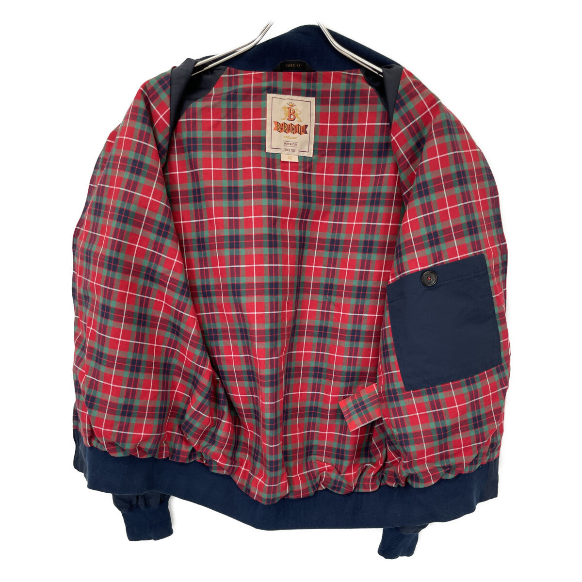 BARACUTA バラクータ 231MBRCPS0001 ﾈｲﾋﾞｰ ｺｯﾄﾝ混 ﾁｪｯｸﾗｲﾆﾝｸﾞ G9 ﾊﾘﾝﾄﾝｼﾞｬｹｯﾄ ジャケット 42