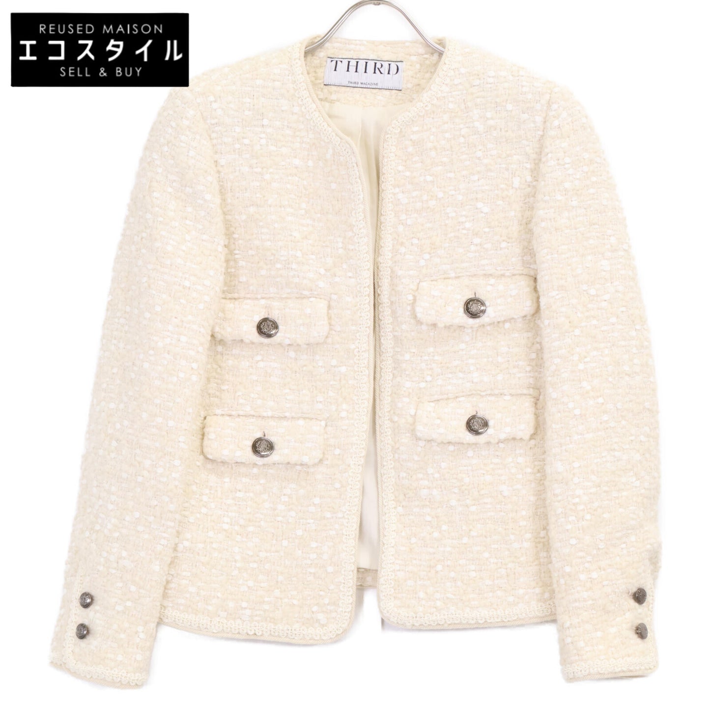 THIRD MAGAZINE サードマガジン 美品【mikomoriｺﾗﾎﾞ】A0823FJ ファンシーツイードジャケット ジャケット 9