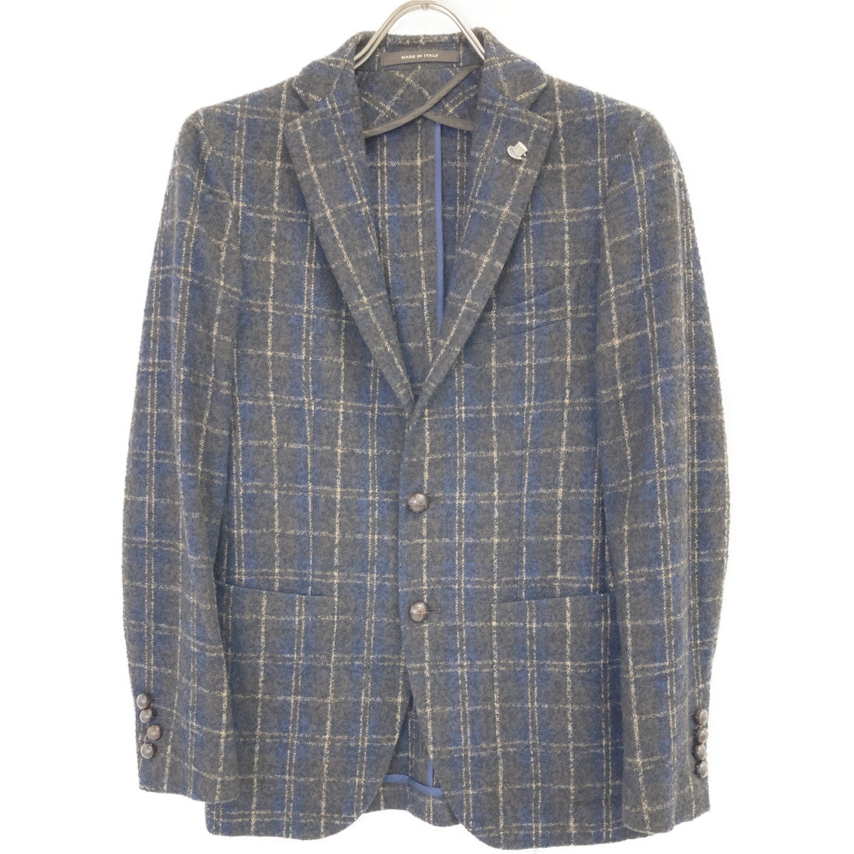 TAGLIATORE タリアトーレ ﾌﾞﾗｳﾝ×ﾈｲﾋﾞｰ ﾁｪｯｸ柄 ｳｰﾙ ﾑｼﾞｪｯﾛ 2Bｼﾞｬｹｯﾄ ジャケット 42