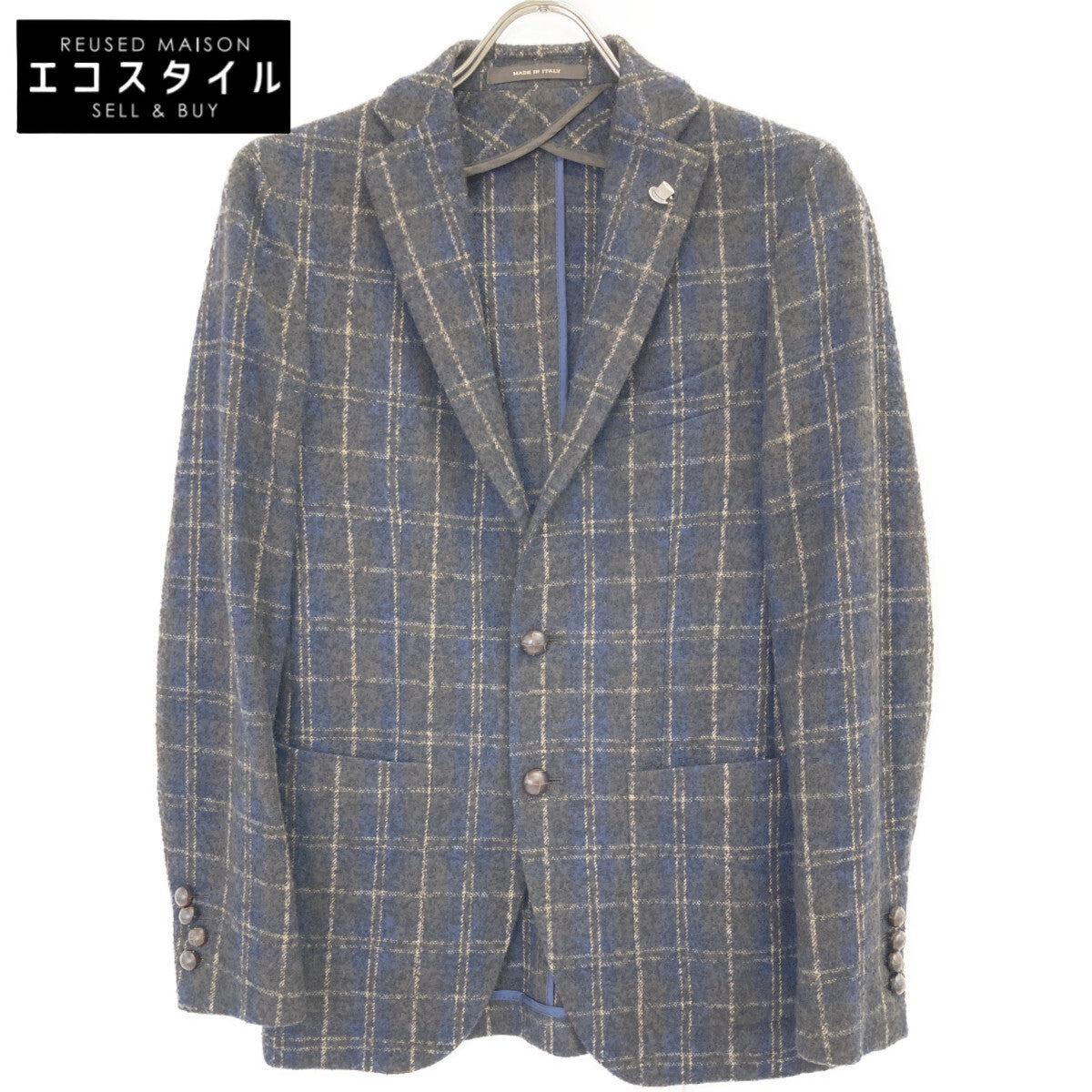 TAGLIATORE タリアトーレ ﾌﾞﾗｳﾝ×ﾈｲﾋﾞｰ ﾁｪｯｸ柄 ｳｰﾙ ﾑｼﾞｪｯﾛ 2Bｼﾞｬｹｯﾄ ジャケット 42