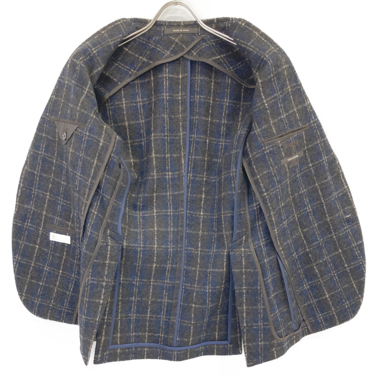 TAGLIATORE タリアトーレ ﾌﾞﾗｳﾝ×ﾈｲﾋﾞｰ ﾁｪｯｸ柄 ｳｰﾙ ﾑｼﾞｪｯﾛ 2Bｼﾞｬｹｯﾄ ジャケット 42