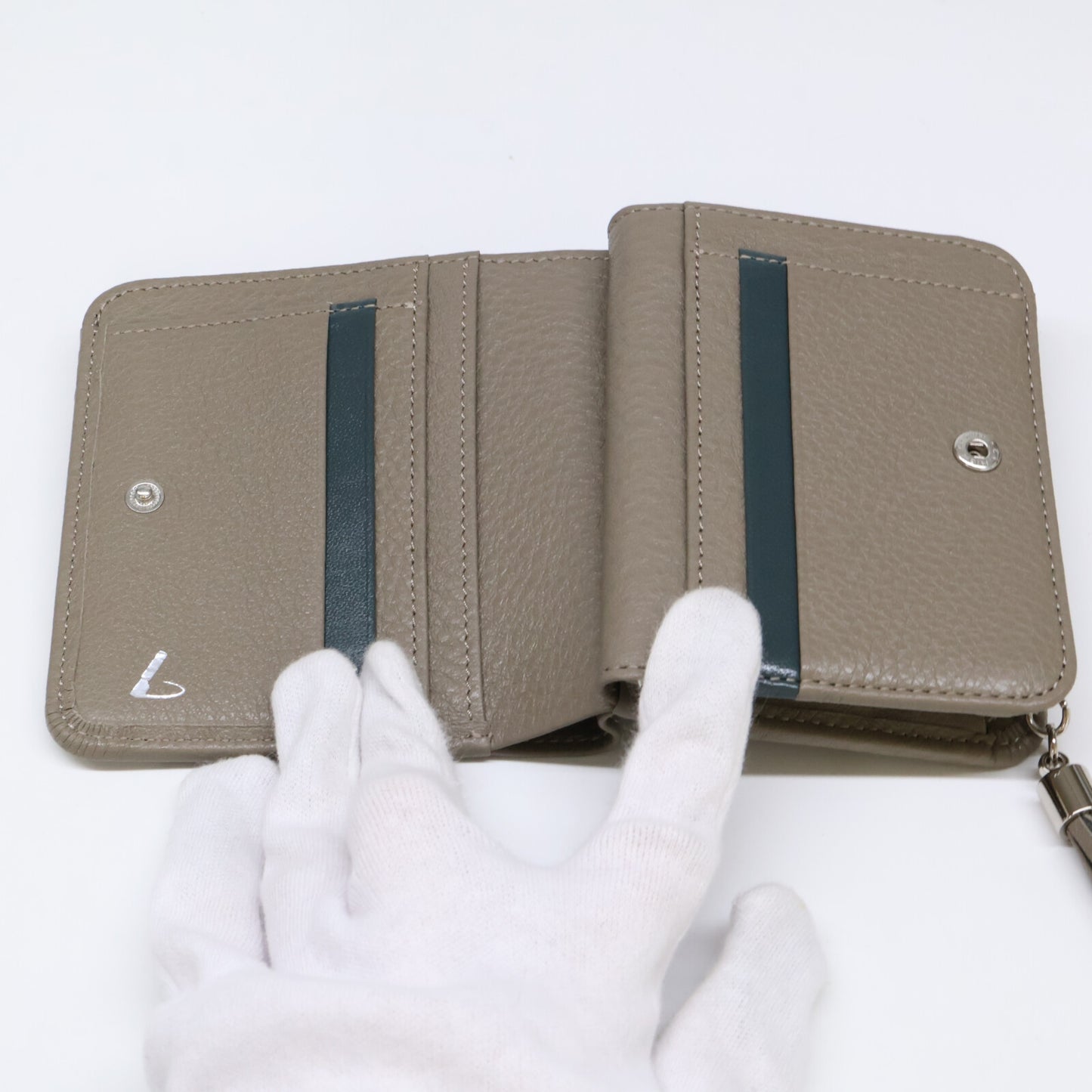 土屋鞄製作所 ツチヤカバン 【新品同様】CU2413GR クラルテ フリンジスモールウォレット 二つ折り財布（小銭入れあり）