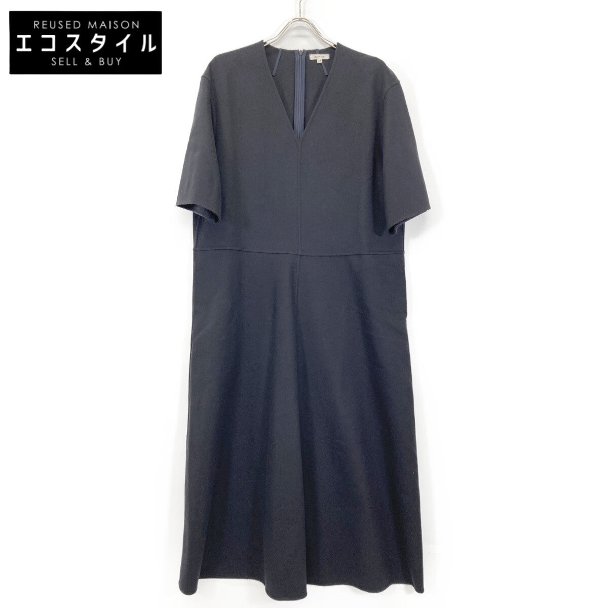 BLAMINK ブラミンク ﾌﾞﾗｯｸ ｳｰﾙ Vﾈｯｸ ﾛﾝｸﾞ ﾜﾝﾋﾟｰｽ ワンピース 38