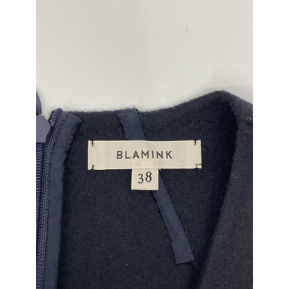 BLAMINK ブラミンク ﾌﾞﾗｯｸ ｳｰﾙ Vﾈｯｸ ﾛﾝｸﾞ ﾜﾝﾋﾟｰｽ ワンピース 38