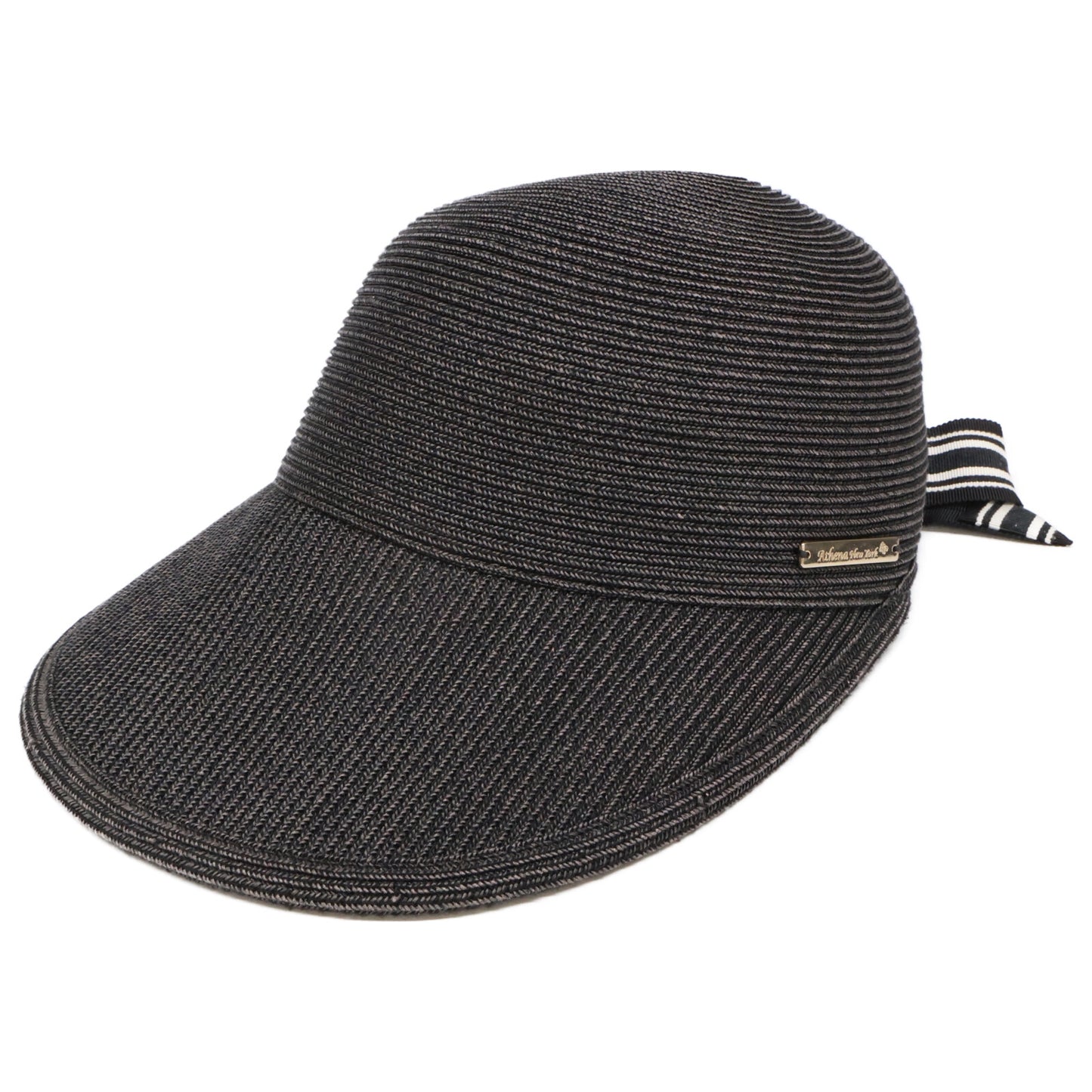 Athena New York アシーナニューヨーク 【美品】Janet Stripe ジャネット ストライプ ロゴプレート バックリボン キャップ 帽子