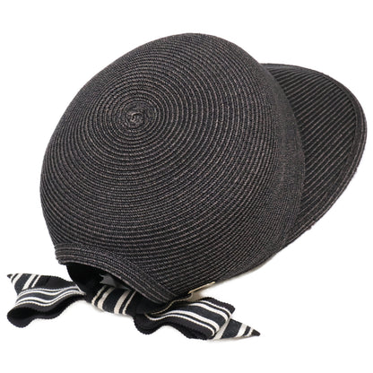 Athena New York アシーナニューヨーク 【美品】Janet Stripe ジャネット ストライプ ロゴプレート バックリボン キャップ 帽子